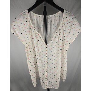 Old Navy Blouse Womens M White Swiss Dot Crochet Lace Boho Sheer Feminine